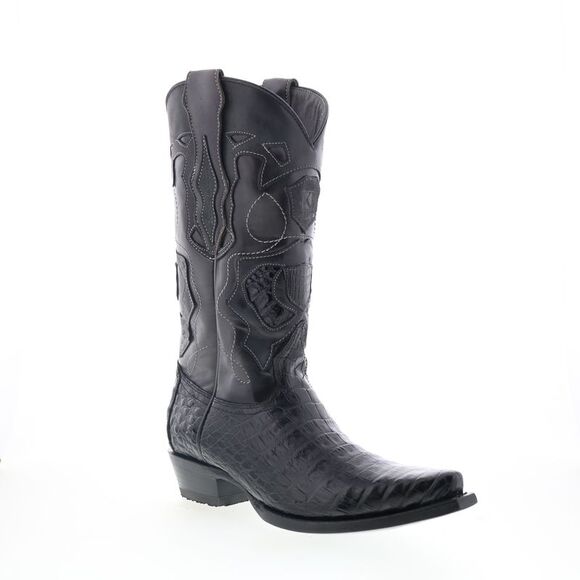 King Exotic Mens Caiman Belly Snip Toe Boots Black Boots (NWT) - Picture 2 of 7